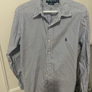 Ralph Lauren Men's Navy and White Striped Shirt